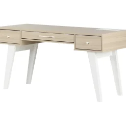 Sale Helsy 60"W Computer Desk, Soft Elm/White (13297) Computer Desks