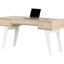 Sale Helsy 60"W Computer Desk, Soft Elm/White (13297) Computer Desks