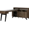Outlet Helsy 78"W L-Shaped Computer Desk with Power Bar and Removable Hutch, Natural Walnut (13307) L-Desks