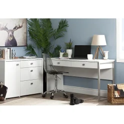 Outlet Interface Desk with 2 Drawers, White (10536) Computer Desks