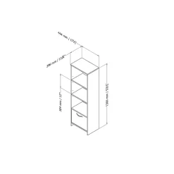 Outlet Step One Narrow 3-Shelf Bookcase with Door, (10249) Bookcases