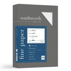 New Fine Paper, 8.5" x 11", 24 lbs, Linen-Finish, White, 500/Box (554C) Resume Paper