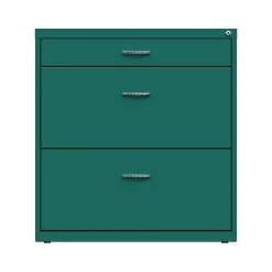 Hot 3-Drawer Lateral File Cabinet, Letter/Legal Size, Lockable, 31.88"H x 30"W x 17.63"D, Teal (25074) File Cabinets
