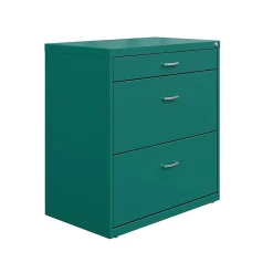 Hot 3-Drawer Lateral File Cabinet, Letter/Legal Size, Lockable, 31.88"H x 30"W x 17.63"D, Teal (25074) File Cabinets