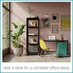 3-Drawer Mobile Vertical File Cabinet, Letter Size, Lockable, 26.7