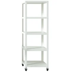 Outlet Ready-to-assemble 72-inch High Mobile 5-Shelf Bookcase, White Bookcases
