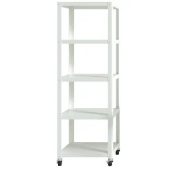 Outlet Ready-to-assemble 72-inch High Mobile 5-Shelf Bookcase, White Bookcases