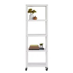 Outlet Ready-to-assemble 72-inch High Mobile 5-Shelf Bookcase, White Bookcases
