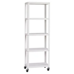 Outlet Ready-to-assemble 72-inch High Mobile 5-Shelf Bookcase, White Bookcases