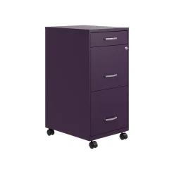 Best SOHO Organizer 3-Drawer Mobile Vertical File Cabinet, Letter Size, Lockable, Midnight Purple (25285) File Cabinets