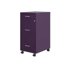 Best SOHO Organizer 3-Drawer Mobile Vertical File Cabinet, Letter Size, Lockable, Midnight Purple (25285) File Cabinets