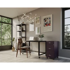 Best SOHO Organizer 3-Drawer Mobile Vertical File Cabinet, Letter Size, Lockable, Midnight Purple (25285) File Cabinets