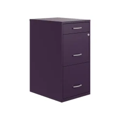Outlet SOHO Organizer 3-Drawer Vertical File Cabinet, Letter Size, Lockable, Midnight Purple (25281) File Cabinets