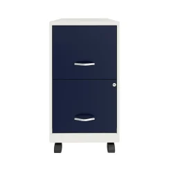 Online SOHO Smart File 2-Drawer Mobile Vertical File Cabinet, Letter Size, Lockable, Pearl White/Navy (25335) File Cabinets