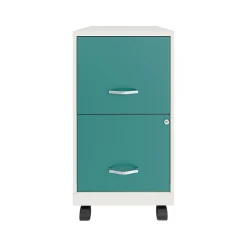 Clearance SOHO Smart File 2-Drawer Mobile Vertical File Cabinet, Letter Size, Lockable, Pearl White/Teal (25333) File Cabinets