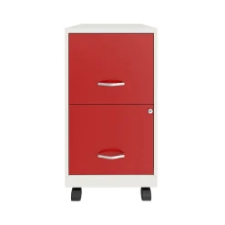 New SOHO Smart File 2-Drawer Mobile Vertical File Cabinet, Letter Size, Lockable, Pearl White/Lava Red (25334) File Cabinets