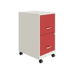 New SOHO Smart File 2-Drawer Mobile Vertical File Cabinet, Letter Size, Lockable, Pearl White/Lava Red (25334) File Cabinets