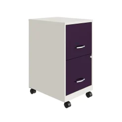 Clearance SOHO Smart File 2-Drawer Mobile Vertical File Cabinet, Letter Size, Lockable, Pearl White/Midnight Purple(25336) File Cabinets