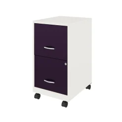 Clearance SOHO Smart File 2-Drawer Mobile Vertical File Cabinet, Letter Size, Lockable, Pearl White/Midnight Purple(25336) File Cabinets