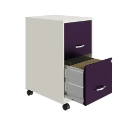 Clearance SOHO Smart File 2-Drawer Mobile Vertical File Cabinet, Letter Size, Lockable, Pearl White/Midnight Purple(25336) File Cabinets