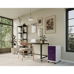 Clearance SOHO Smart File 2-Drawer Mobile Vertical File Cabinet, Letter Size, Lockable, Pearl White/Midnight Purple(25336) File Cabinets