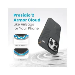 Cell Phone Cases<Speck Presidio 2 Grip MagSafe ClickLock Phone Case for iPhone 15 Pro, Charcoal Gray/Cool Bronze (150447-3212)