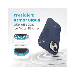 Cell Phone Cases<Speck Presidio 2 Grip MagSafe ClickLock Phone Case for iPhone 15, Coastal Blue/Dust Gray (150439-3206)