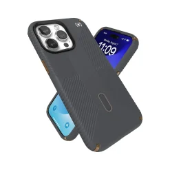 Cell Phone Cases<Speck Presidio 2 Grip MagSafe ClickLock Phone Case for iPhone 15 Pro Max, Charcoal Gray/Cool Bronze (150463-3212)