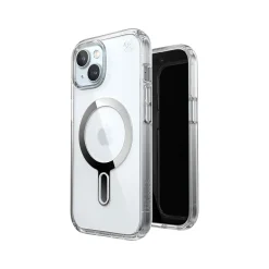Cell Phone Cases<Speck Presidio Perfect-Clear MagSafe ClickLock Phone Case for iPhone 15, Clear/Chrome (150441-3199)