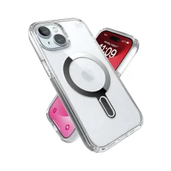 Cell Phone Cases<Speck Presidio Perfect-Clear MagSafe ClickLock Phone Case for iPhone 15, Clear/Chrome (150441-3199)