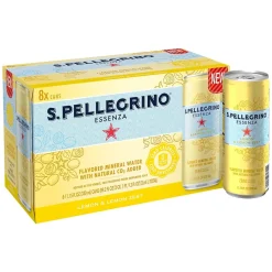 Bottled Water<S.Pellegrino Essenza Lemon & Lemon Zest Flavored Mineral Water, 11.15 fl. oz. Cans, 8/Pack (12394352)