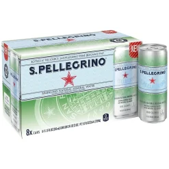 Bottled Water<S.Pellegrino Sparkling Natural Mineral Water, 11.15 Fl oz. Cans (8 Count), 8/Pack (12394227)