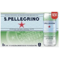 Bottled Water<S.Pellegrino Sparkling Natural Mineral Water, 11.15 Fl oz. Cans (8 Count), 8/Pack (12394227)