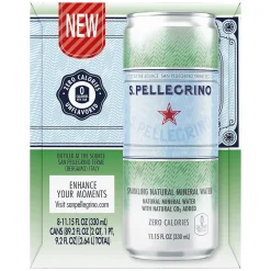 Bottled Water<S.Pellegrino Sparkling Natural Mineral Water, 11.15 Fl oz. Cans (8 Count), 8/Pack (12394227)