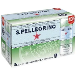Bottled Water<S.Pellegrino Sparkling Natural Mineral Water, 11.15 Fl oz. Cans (8 Count), 8/Pack (12394227)