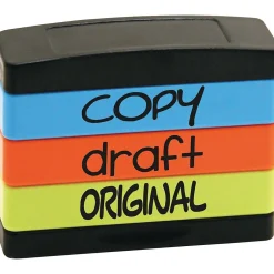 Stack Stamp Set, "Copy", "Draft", "Original", Assorted Fluorescent Ink (8801) Outlet