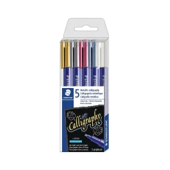 Staedtler Metallic Calligraphy Markers, Chisel Tip, Assorted Colors, 5/Pack (8325TB5A6) Online