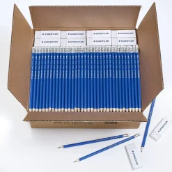 Staedtler Pre-Sharpened Wooden Pencil with Block Erasers, #2 Medium Lead, 500/Pack (13246C500) Hot