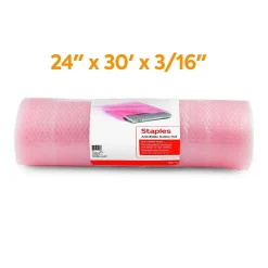 Staples 3/16" Anti-Static Bubble Roll, 24" x 30', AF23Pink (4069427)* Bubble Rolls