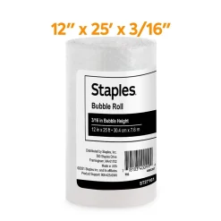 Staples 3/16" Bubble Roll, 12" x 25', Clear (4069426)* Bubble Rolls