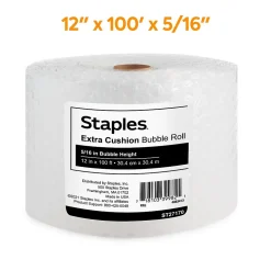 Staples ® 5/16" Bubble Roll, UPSable, 12" x 100' (4072833)* Bubble Rolls