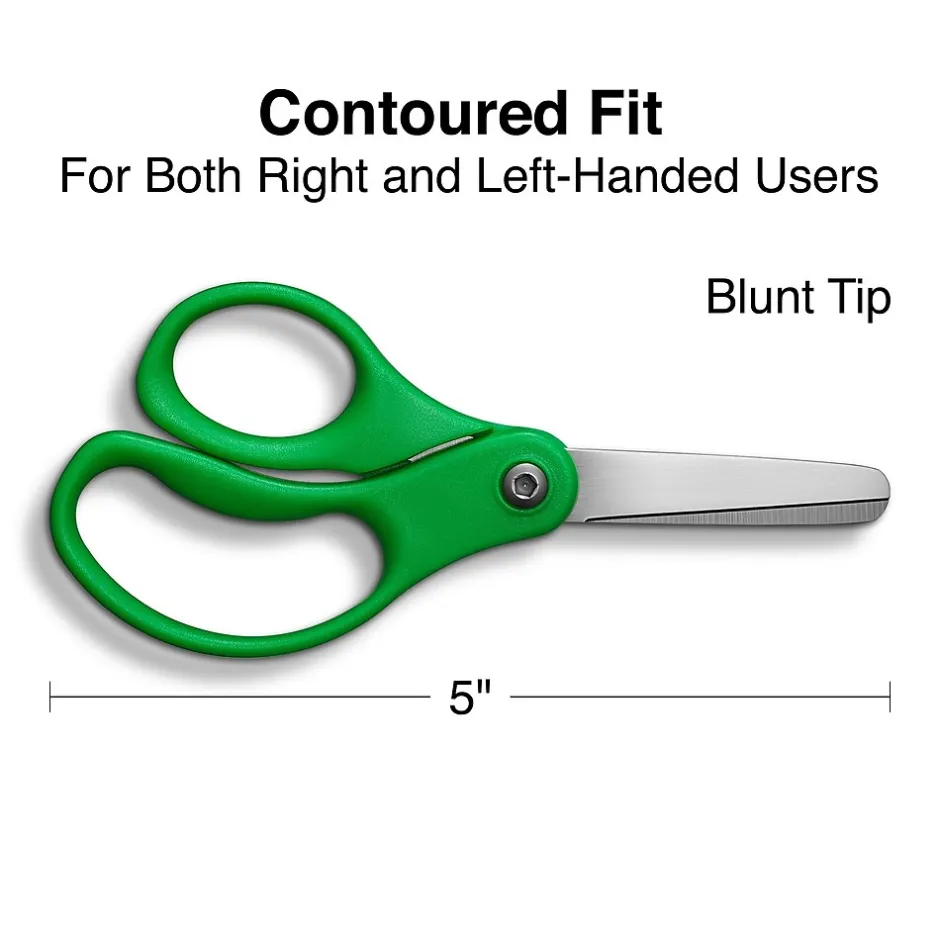Staples 5" Kids Blunt Tip Stainless Steel Scissors, Straight Handle, Right & Left Handed (TR55052) Clearance