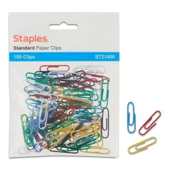 Staples ® #1 Paperclips, Assorted Colors, 100/Pk (21400) Hot