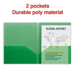 Staples 2 Pocket Plastic Presentation Folder, Letter Size, Green (ST26383-CC) Best