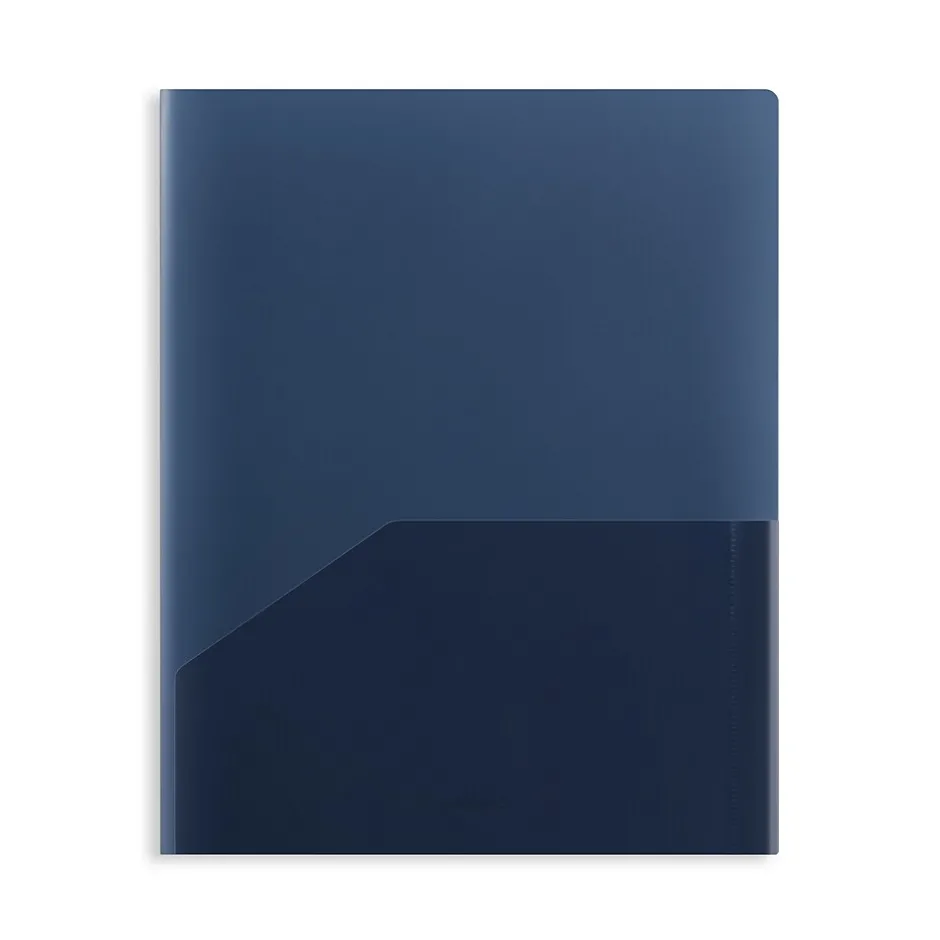 Staples 2 Pocket Plastic Presentation Folder, Letter Size, Navy (ST26384-CC) Sale