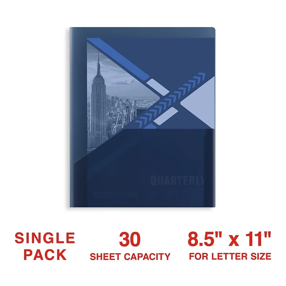 Staples 2 Pocket Plastic Presentation Folder, Letter Size, Navy (ST26384-CC) Sale