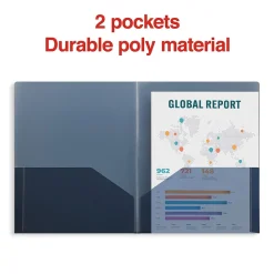 Staples 2 Pocket Plastic Presentation Folder, Letter Size, Navy (ST26384-CC) Sale