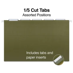 Staples ® 95% Recycled Heavy Duty Hanging File Folders, 1/5-Cut Tab, Legal Size, , 25/Box (ST116830/116830) Standard Green