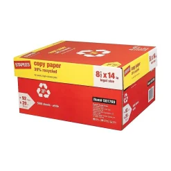 New 30% Recycled Copy Paper, 8.5" x 14", 20 lbs., White, 500 Sheets/Ream, 10 Reams/Carton (112380) Copy Paper