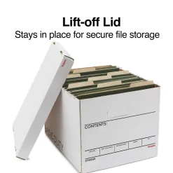 Staples 65% Recycled Corrugated File Box Lift Off Lid, Letter/Legal Size, White/Black, 10/Pack (23325011) Outlet